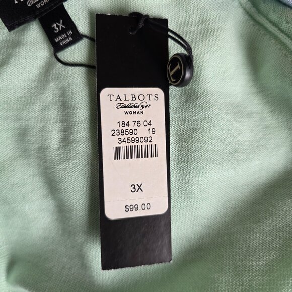Talbots Plus Size 3X Cardigan Sweater Silk Blend Lightweight Mint Green NEW - Picture 9 of 9